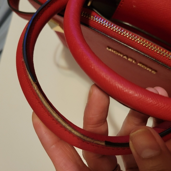 Michael Kors Karla Red Leather Satchel with Gold Hardware - Picture 10 of 14